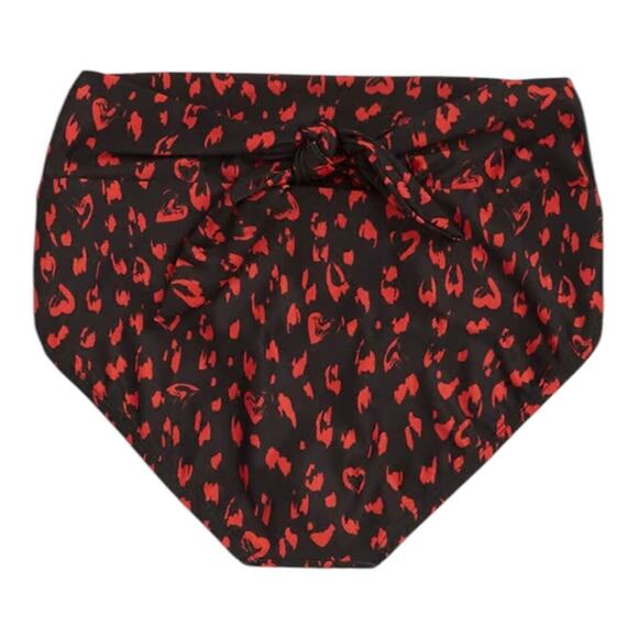 ModCloth NIP Clarice High-Waisted Bikini Bottom Black Red Cheetah Extra Small - Picture 13 of 13